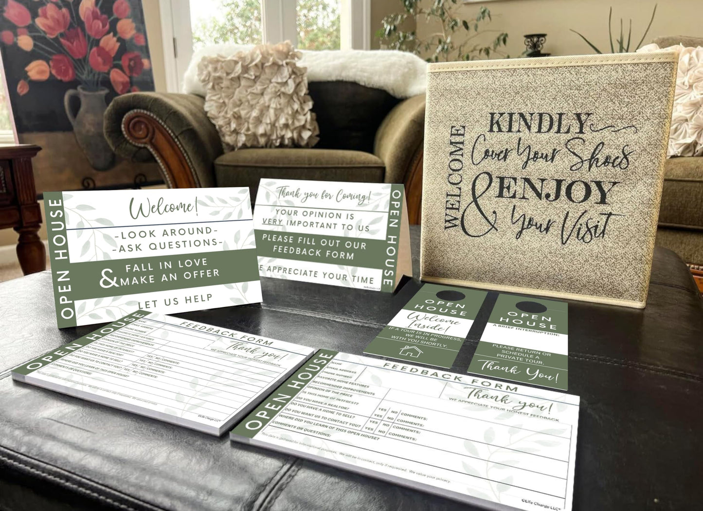 Open House Guest Registry & Feedback Kit, Earthy Green, Two-pack.