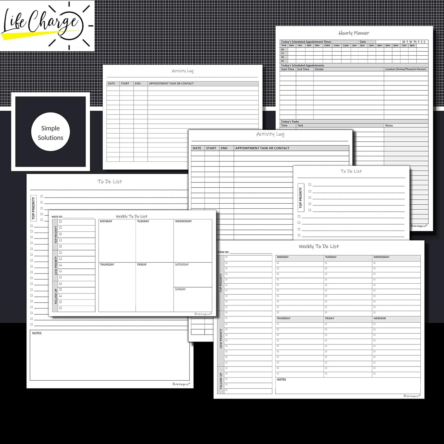 Hourly Planner Notepad. 50 Page Planning Pad w/Appointment Time Block, Task Log List & Note Sections. For Office Work Schedule & Time Management. 8.5 X 11, A4 Sheets.