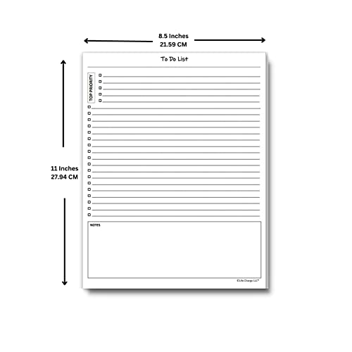 TO DO List Notepad, 60 Page Planner Pad. Undated ToDo Checklist w/Priority & Note Sections. Organize & Track Projects, Clients or Daily Tasks. 8.5 X 11, A4 Sheets.