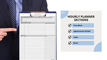 Load image into Gallery viewer, Hourly Planner Notepad. 50 Page Planning Pad w/Appointment Time Block, Task Log List & Note Sections. For Office Work Schedule & Time Management. 8.5 X 11, A4 Sheets.
