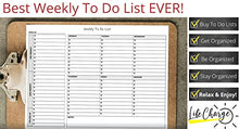 Load image into Gallery viewer, Weekly TO DO List Notepad, 50 Page Task Planner Pad w/Daily Checklist, Priority ToDo Checkbox & Note Sections. Desk Notebook Pad to Organize Office. 11 X 8.5, A4 Sheets. Made in the USA.
