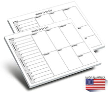 Load image into Gallery viewer, Weekly TO DO List Notepads (2 Pack, 50 Pages Each) Task Planner Pads w/Daily Checklist, Priority ToDo & Note Sections. Desk Notebook Pad to Organize Office. 8.5 X 5.5, A5 Sheets. Made in the USA.