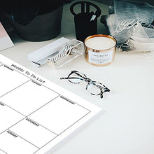 Load image into Gallery viewer, Weekly TO DO List Notepads (2 Pack, 50 Pages Each) Task Planner Pads w/Daily Checklist, Priority ToDo & Note Sections. Desk Notebook Pad to Organize Office. 8.5 X 5.5, A5 Sheets. Made in the USA.