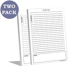 Load image into Gallery viewer, TO DO List Notepads (2 Pack, 50 Pages Each) Planner Pads. ToDo Checklist w/Priority & Note Sections. Organize & Track Projects, Clients or Daily Tasks. 5.5 X 8.5, A5 Sheets. Made in the USA.