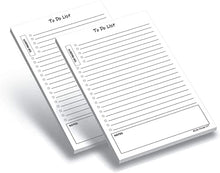 Load image into Gallery viewer, TO DO List Notepads (2 Pack, 50 Pages Each) Planner Pads. ToDo Checklist w/Priority & Note Sections. Organize & Track Projects, Clients or Daily Tasks. 5.5 X 8.5, A5 Sheets. Made in the USA.
