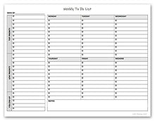 Load image into Gallery viewer, Weekly TO DO List Notepad, 50 Page Task Planner Pad w/Daily Checklist, Priority ToDo Checkbox & Note Sections. Desk Notebook Pad to Organize Office. 11 X 8.5, A4 Sheets. Made in the USA.