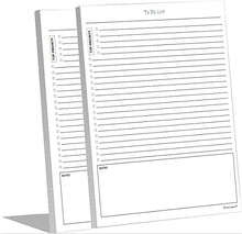 Load image into Gallery viewer, TO DO List Notepads (2 Pack, 50 Pages Each) Planner Pads. ToDo Checklist w/Priority & Note Sections. Organize & Track Projects, Clients or Daily Tasks. 5.5 X 8.5, A5 Sheets. Made in the USA.