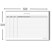 Load image into Gallery viewer, Activity Log Notepads(2 Pack, 50 Pages Each) Planner Pads to List a Task, Action or Contact. A Versatile Work Tool to Track Time & Office Productivity. 8.5 X 5.5, A5 Sheets. Made in the USA.