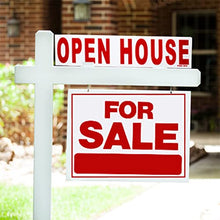 Load image into Gallery viewer, 6 Pack Bundle of Real Estate Rider Signs 6x24" - FOR SALE, OPEN HOUSE, SOLD, COMING SOON, SALE PENDING, NEW LISTING - Double-Sided, Waterproof Corrugated Plastic, Made in America (Red Letters)