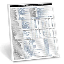 Load image into Gallery viewer, Real Estate Agent Supplies - Real Estate Transaction Log, a Closing Checklist Planner Notepad for Realtor File Folders to Organize Listing & Sale Client Closings. 50 Sheet Pad 8.5X11. Made in the USA.