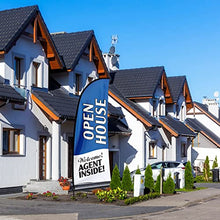 Load image into Gallery viewer, QSUM Open House Signs for Real Estate Agents, Open House Flag with Pole Kit/Ground Stake, Windless Opening Signs Banner for Business