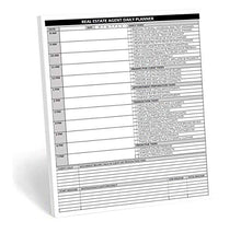 Load image into Gallery viewer, Real Estate Agent Supplies - Daily Planner Task List Notepad. Simple one page document with calendar, task lists, call and mileage log. Keep organized & focused on selling real estate. 8.5 X 11