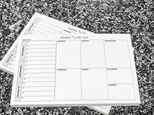 Load image into Gallery viewer, Weekly TO DO List Notepads (2 Pack, 50 Pages Each) Task Planner Pads w/Daily Checklist, Priority ToDo & Note Sections. Desk Notebook Pad to Organize Office. 8.5 X 5.5, A5 Sheets. Made in the USA.