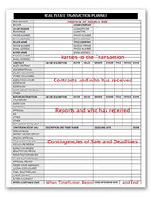 Load image into Gallery viewer, Real Estate Agent Supplies - Real Estate Transaction Log, a Closing Checklist Planner Notepad for Realtor File Folders to Organize Listing & Sale Client Closings. 50 Sheet Pad 8.5X11. Made in the USA.