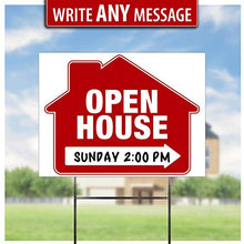 Load image into Gallery viewer, Open House Signs (5 Pack) – Premium LARGE 24” x 18” Open House Signs for Real Estate with Stakes – Professional Double-Sided Realtor Signs with Directional Arrows & Heavy Duty Yard Sign Stakes…
