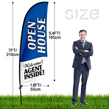 Load image into Gallery viewer, QSUM Open House Signs for Real Estate Agents, Open House Flag with Pole Kit/Ground Stake, Windless Opening Signs Banner for Business