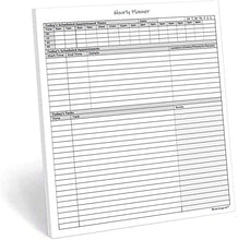 Load image into Gallery viewer, Hourly Planner Notepad. 50 Page Planning Pad w/Appointment Time Block, Task Log List & Note Sections. For Office Work Schedule & Time Management. 8.5 X 11, A4 Sheets.