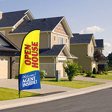 Load image into Gallery viewer, QSUM Open House Signs for Real Estate Agents, Open House Flag with Pole Kit/Ground Stake, Windless Opening Signs Banner for Business