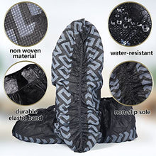 Load image into Gallery viewer, 300 Pack Disposable Boot Shoe Covers Non Slip Disposable Shoe Covers Large Foot Booties for Shoe Covers for Indoors Contractors Floor and Carpet Protectors Shoe Coverings, One Size Fits Most (Black)