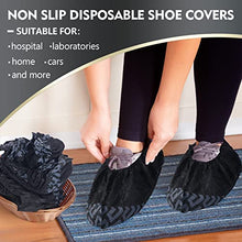 Load image into Gallery viewer, 300 Pack Disposable Boot Shoe Covers Non Slip Disposable Shoe Covers Large Foot Booties for Shoe Covers for Indoors Contractors Floor and Carpet Protectors Shoe Coverings, One Size Fits Most (Black)