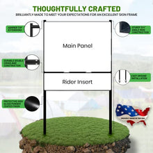 Load image into Gallery viewer, justsignframes Real Estate Yard Sign Metal H Frame (5-pack) w/ Rider - Steel H Frame Yard Stakes, 18" x 24" Yard Sign Stakes, Yard Sign Stands, Open House Signs for Real Estate (1 Main, 1 Rider)