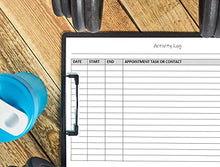 Load image into Gallery viewer, Activity Log Notepads(2 Pack, 50 Pages Each) Planner Pads to List a Task, Action or Contact. A Versatile Work Tool to Track Time & Office Productivity. 8.5 X 5.5, A5 Sheets. Made in the USA.