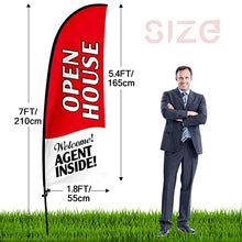 Load image into Gallery viewer, QSUM Open House Signs for Real Estate Agents, Open House Flag with Pole Kit/Ground Stake, Windless Opening Signs Banner for Business