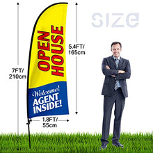 Load image into Gallery viewer, QSUM Open House Signs for Real Estate Agents, Open House Flag with Pole Kit/Ground Stake, Windless Opening Signs Banner for Business