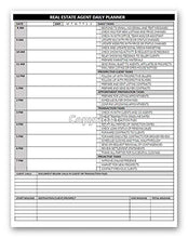 Load image into Gallery viewer, Real Estate Agent Supplies - Daily Planner Task List Notepad. Simple one page document with calendar, task lists, call and mileage log. Keep organized & focused on selling real estate. 8.5 X 11