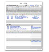 Load image into Gallery viewer, Hourly Planner Notepad. 50 Page Planning Pad w/Appointment Time Block, Task Log List & Note Sections. For Office Work Schedule & Time Management. 8.5 X 11, A4 Sheets.