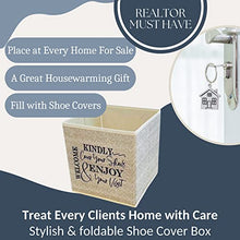 Load image into Gallery viewer, Life Charge Shoe Covers Box - Real Estate Agent Supplies Asking Guests to Please Cover Shoes - Disposable Shoe Bootie Holder For Realtor Listings & Open Houses - Indoor Use | 5 Pack Beige & Black