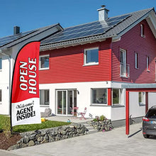 Load image into Gallery viewer, QSUM Open House Signs for Real Estate Agents, Open House Flag with Pole Kit/Ground Stake, Windless Opening Signs Banner for Business