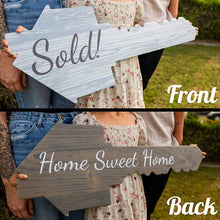 Load image into Gallery viewer, Extra Large Real Estate Key Sold Sign | One Sign Double Sided | Social Media Photo Prop for Realtors and New Home Owners | Real Estate Agent Gift (Home Sweet Home / Sold!)