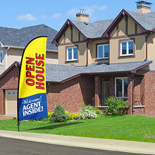 Load image into Gallery viewer, QSUM Open House Signs for Real Estate Agents, Open House Flag with Pole Kit/Ground Stake, Windless Opening Signs Banner for Business