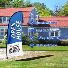 Load image into Gallery viewer, QSUM Open House Signs for Real Estate Agents, Open House Flag with Pole Kit/Ground Stake, Windless Opening Signs Banner for Business
