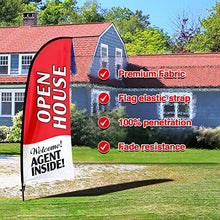 Load image into Gallery viewer, QSUM Open House Signs for Real Estate Agents, Open House Flag with Pole Kit/Ground Stake, Windless Opening Signs Banner for Business
