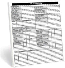 Load image into Gallery viewer, Real Estate Agent Supplies - Home Seller Client Log to include in Listing File Folders. Realtor Log to Track Seller Needs, Home Showings & Agent Activity. 50 Page Notepad. 8.5 X 11. Made in the USA.