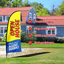 Load image into Gallery viewer, QSUM Open House Signs for Real Estate Agents, Open House Flag with Pole Kit/Ground Stake, Windless Opening Signs Banner for Business