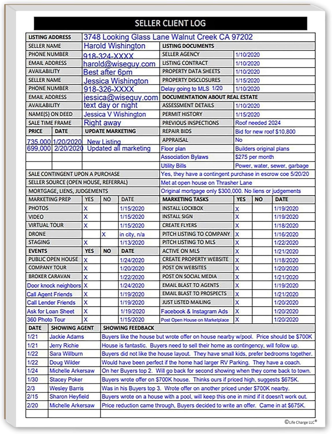 Seller Client Log Notepad – Real Estate Seller Tracking & Consultation Form (8.5 × 11)