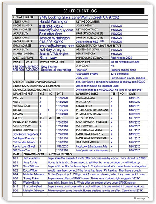 Seller Client Log Notepad – Real Estate Seller Tracking & Consultation Form (8.5 × 11)