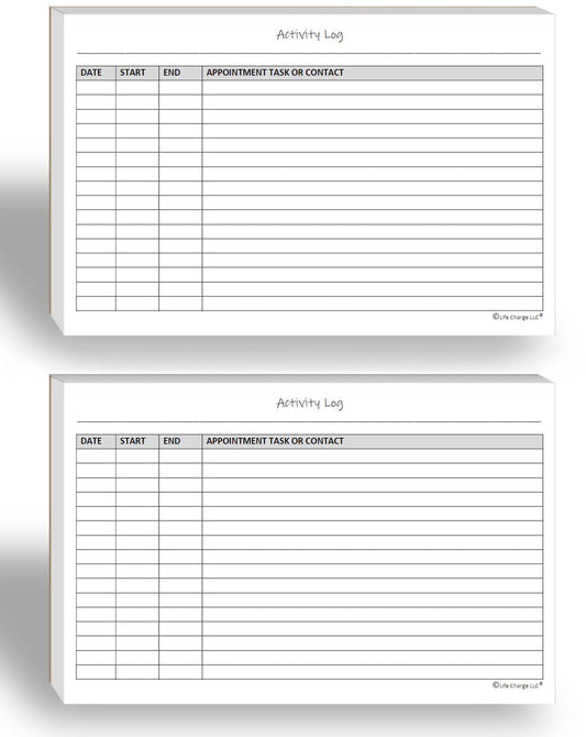 Activity Log Notepads(2 Pack, 50 Pages Each) Planner Pads to List a Task, Action or Contact. A Versatile Work Tool to Track Time & Office Productivity. 8.5 X 5.5, A5 Sheets.