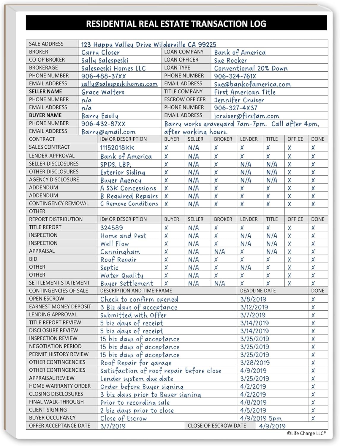 Real Estate Transaction Log Notepad – Contract, Deadline & Closing Checklist (8.5 × 11)