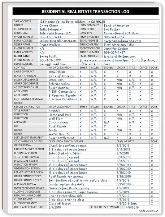 Real Estate Transaction Log Notepad – Contract, Deadline & Closing Checklist (8.5 × 11)