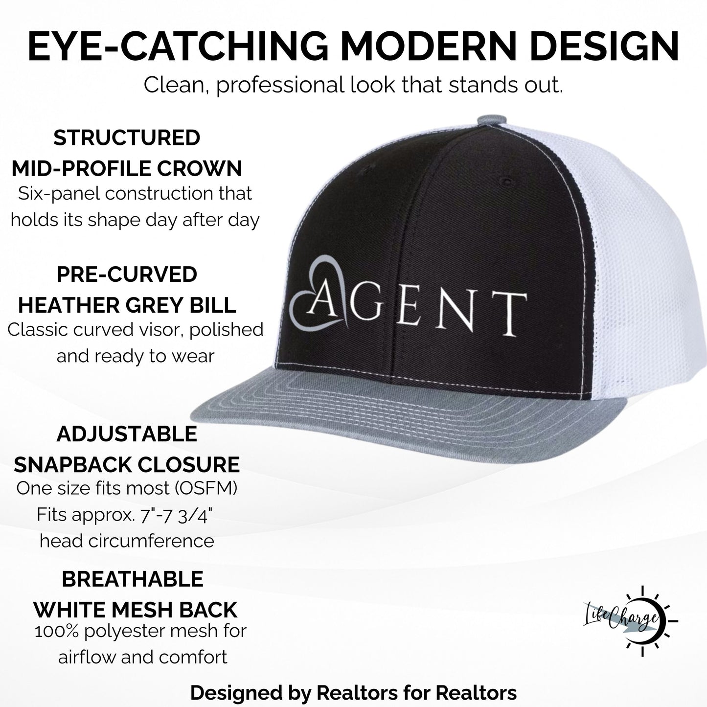 Realtor Hat – Real Estate Agent Snapback Cap with Adjustable Mesh Back – Trucker Baseball Hat for Everyday Marketing, Client Meetings, Showings & Open Houses – Great Realtor Gift