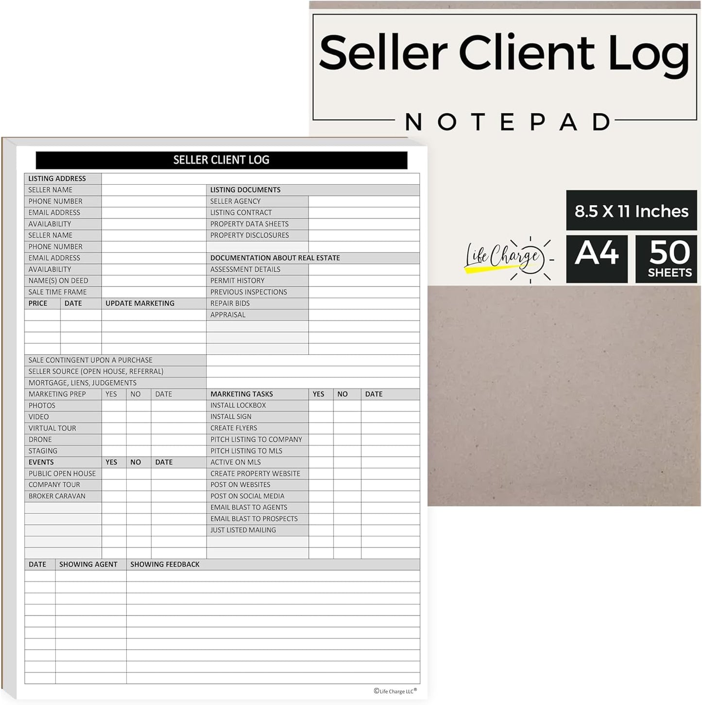 Seller Client Log Notepad – Real Estate Seller Tracking & Consultation Form (8.5 × 11)