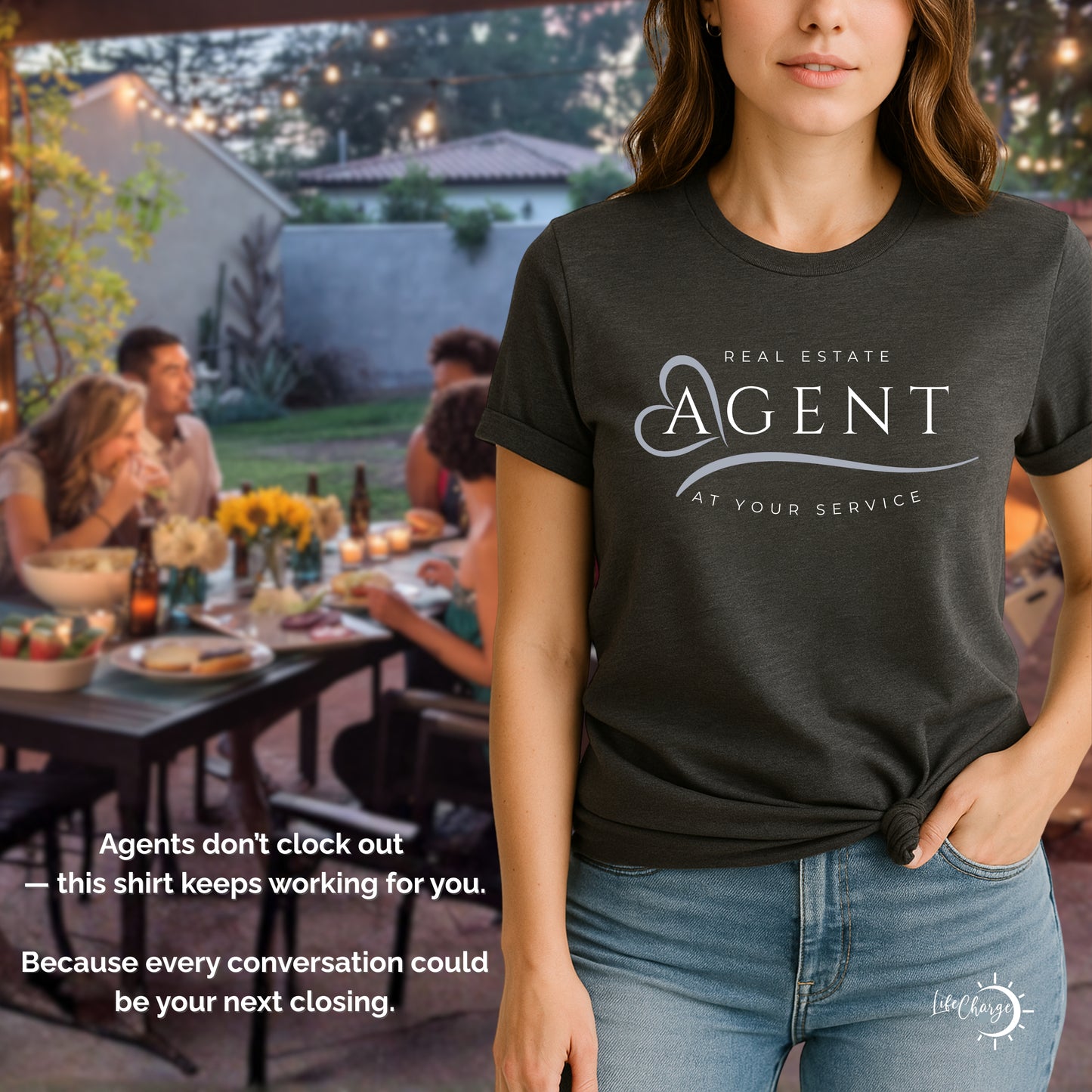 Women’s Real Estate Agent T-Shirt – “At Your Service” Professional Realtor Tee