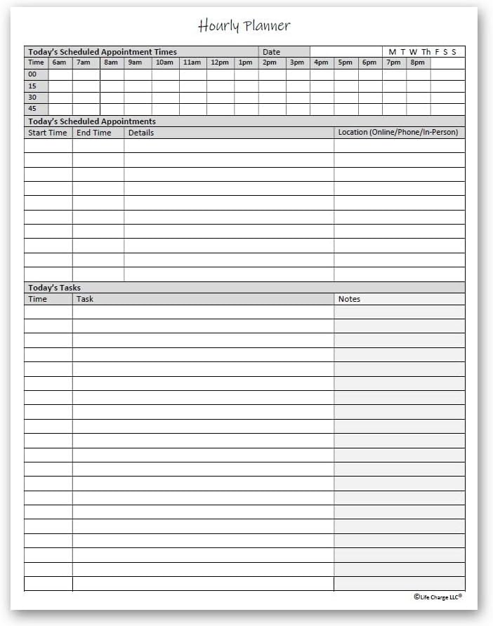 Hourly Planner Notepad. 50 Page Planning Pad w/Appointment Time Block, Task Log List & Note Sections. For Office Work Schedule & Time Management. 8.5 X 11, A4 Sheets.