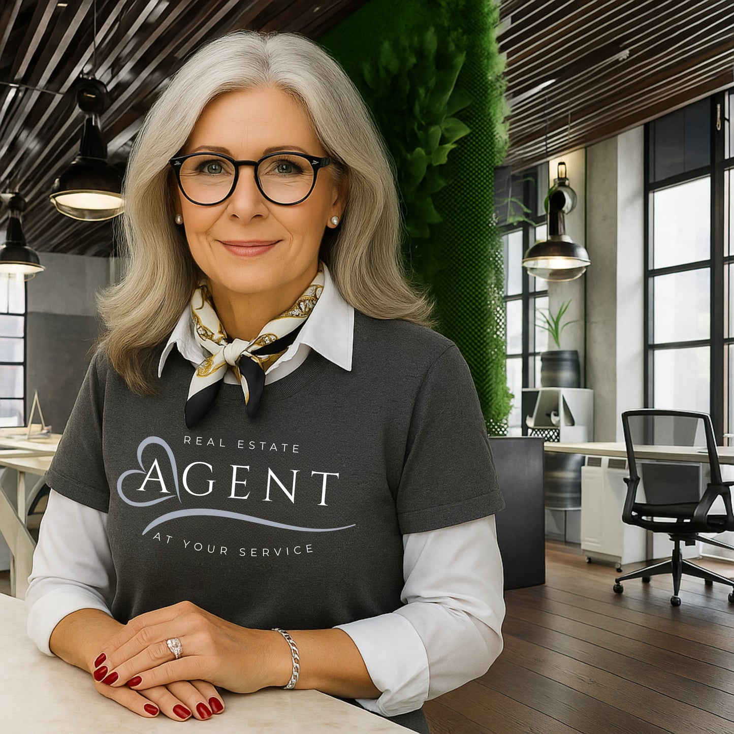 Women’s Real Estate Agent T-Shirt – “At Your Service” Professional Realtor Tee