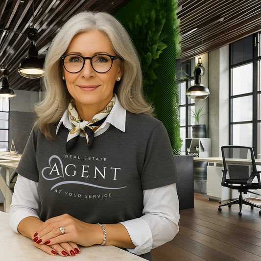 Women’s Real Estate Agent T-Shirt – “At Your Service” Professional Realtor Tee