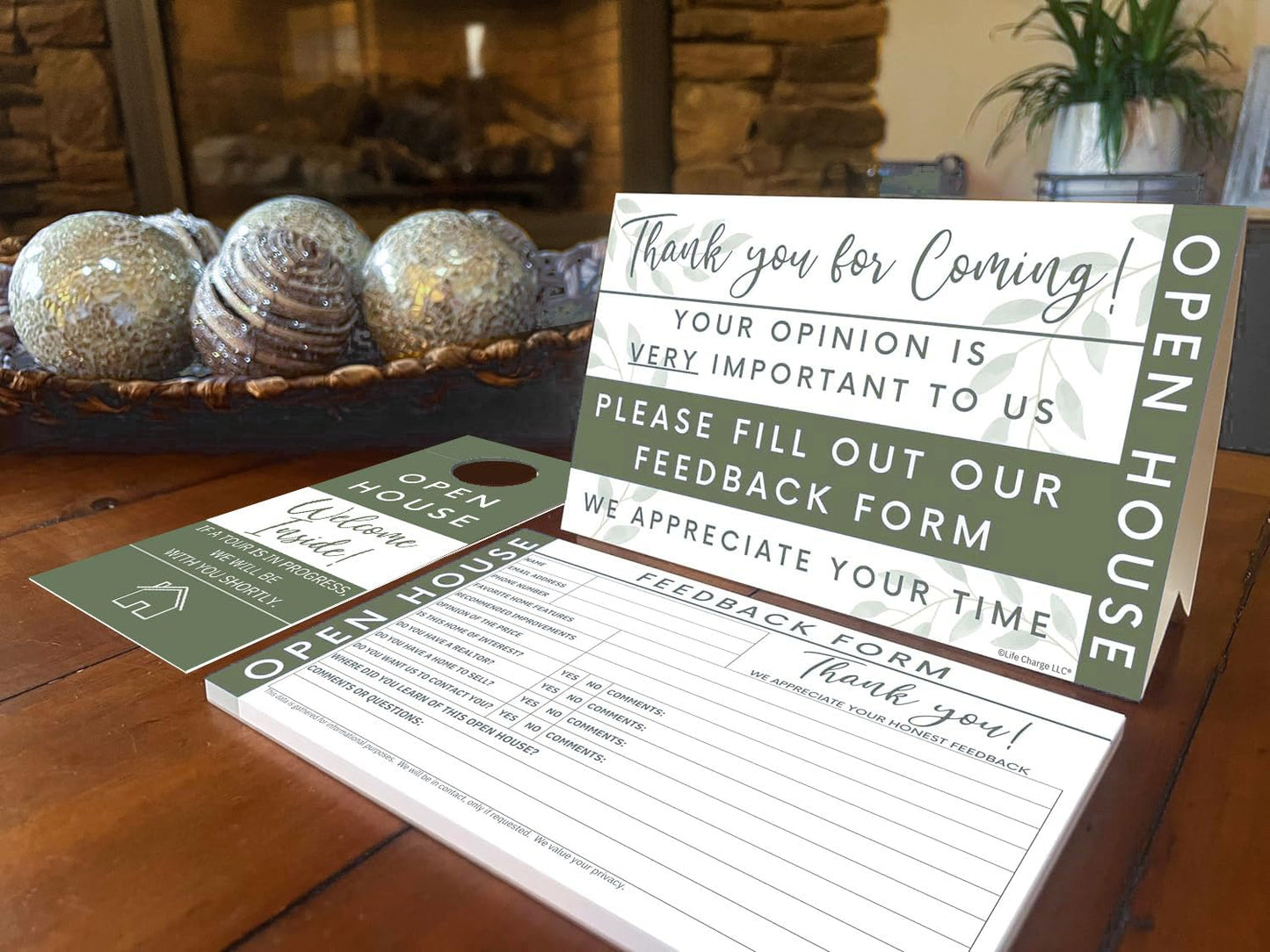 Open House Guest Registry & Feedback Kit, Earthy Green, Two-pack.